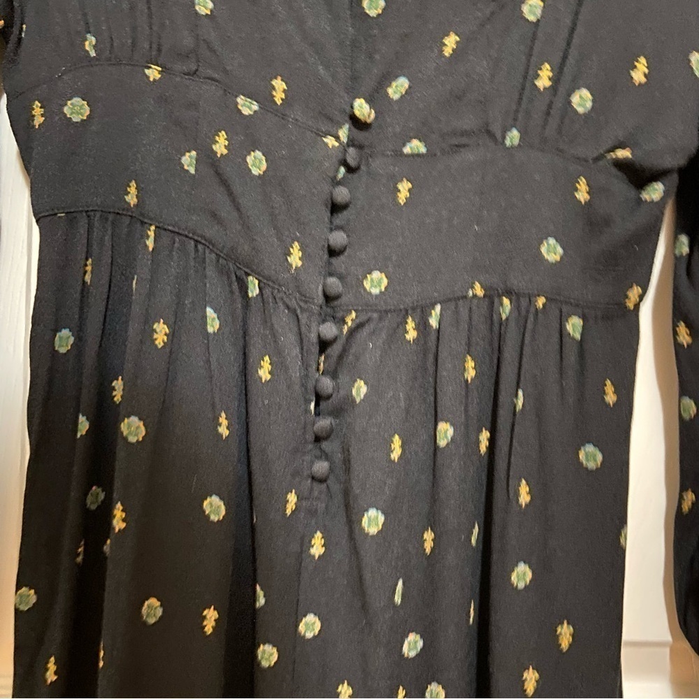 Free People Long Sleeve Floral Button Front Cut Out Romper Size Medium - Picture 4 of 11